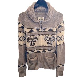 TNA knit full zip lambswool sweater